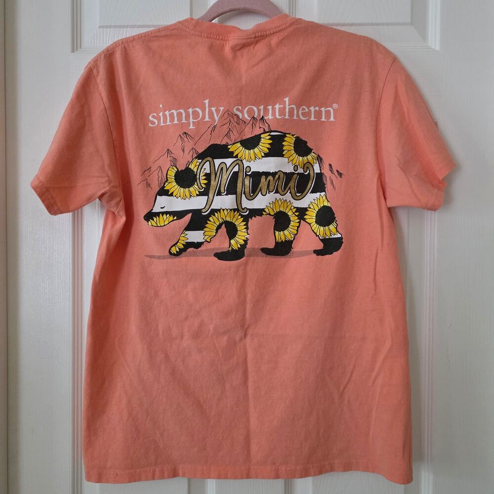 Simply Southern "Mimi" Peach T-shirt Women’s Size Medium